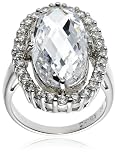 Sterling Silver 20x10mm Oval Cubic Zirconia Cocktail Ring