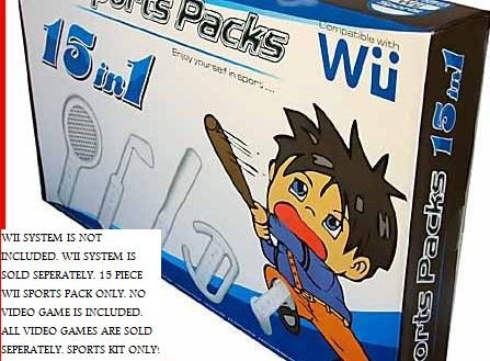 15-in-1 sports pack for Nintendo remote controller Wii