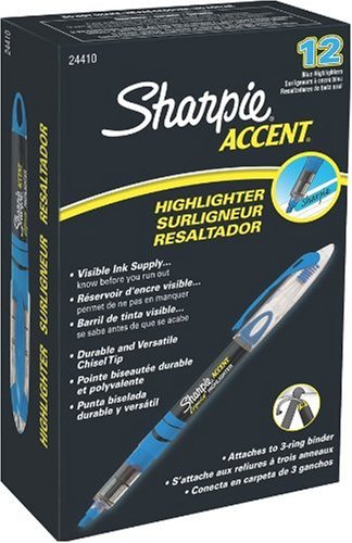 Sharpie Accent Liquid Pen-Style Highlighters, 12 Blue Highlighters(24410)