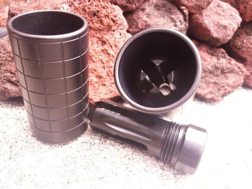 Kineti-tech 4 Prong Flash Hider with Sound Redirect 1/2" X 28 Brake with 13/16 X 16 Threaded Sleeve