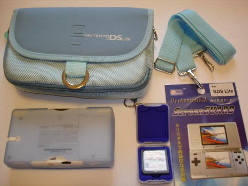 BLUE Nintendo DS Lite Carrying Case Bag + Silicone Case + Game Card Holder + Screen Protector for NDS / NDSL