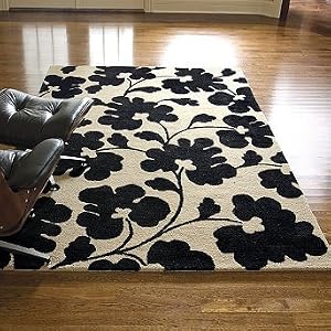 Ivory/Black Poppy Shadows Wool Area Rug - 6' Round - Frontgate