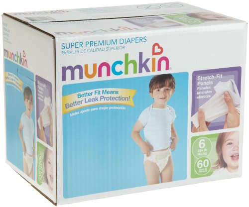 Munchkin Super Premium Diapers, Size 6/XX-Large Ultra (35+ Pounds), 60 Count
