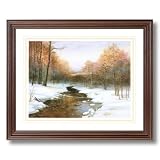Deer Woods Winter Snow Trees Animal Wildlife Landscape Picture Framed Art Print by 