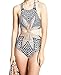 Oops Style Womens Tropical Tribal Starbasket Knot Front Padded One Piece Swimsuits White/Black/Multi L