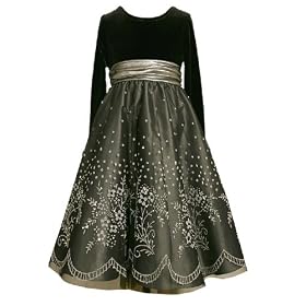 Bonnie Jean Girls 7-16 SILVER BLACK VELVET CAVIAR BEADED OVERLAY Special Occasion Wedding Flower Girl Holiday Pageant Party Dress