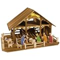 Eichhorn 100004325 - Holz-Weihnachskrippe, inklusive Figuren und Tiere, 48x35 cm