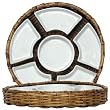 Woven Rattan Round Basket with White Ceramic Chip and Dip Liner 13 1/4"D 2.5"H