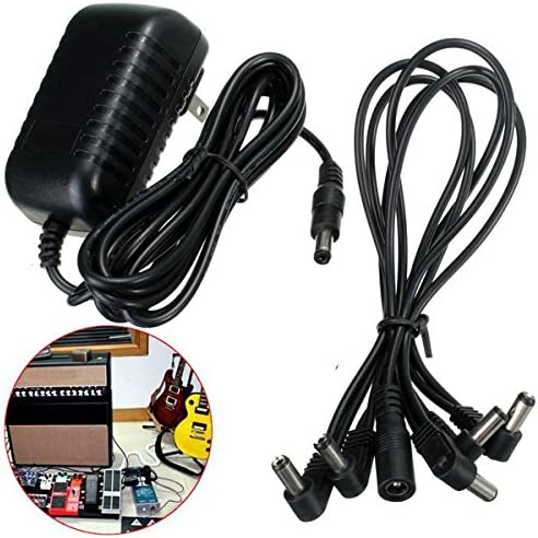 9V DC 1A 1000mA 6 Way Guitar Effect Pedal Device Power Supply Adapter Cable Kit