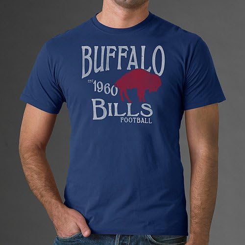 Buffalo Bills Vintage Washed Retro T-Shirt by Forty Seven Brand- Small BLEACHER BLUE