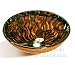 Bathroom Glass Vessel Sink with Yellow Fire Pattern