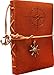 Classic Refillable Writing Journal (Naval Compass Embossing) - Vintage Leather (PU) Design- Includes Bamboo Pen