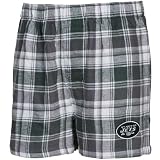 NCAA Reebok New York Jets Green-Charcoal Plaid Legend Flannel Boxer (Small)