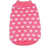 PanDaDa Puppy Dog Little Heart Pattern Knit Sweater Coat Jumper Jacket Small