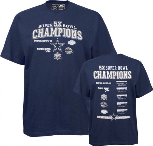 Buy Dallas Cowboys -Navy- 5X Super Bowl Champions Commemorative T-Shirt