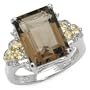 7.75 carats Genuine Smoky Quartz, Citrine & White Topaz Sterling Silver Ring