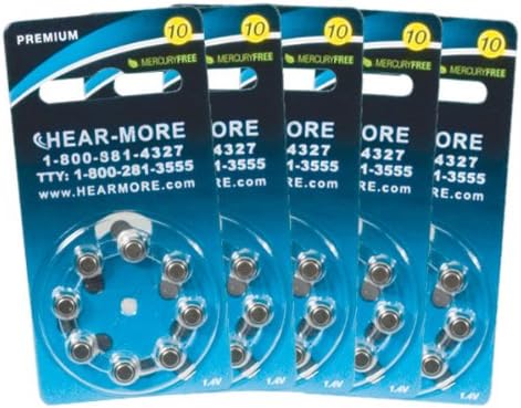HearMore Hearing Aid Batteries- Size 10 -Ctn-40
