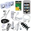 12 Items Premium Accessory Bundle Combo For Apple Ipod Touch 2nd Generation 8GB 16GB 32GB Bundle Pack Includes: Clear/White Silicone Skin Case Cover, USB 2in1 Data Sync Cable, Car Charger, Wall / Travel / AC Adapter Charger, 3.5mm Stereo Headset, Belt Clip, Armband, Portable Foldable Speaker Dock, and a Screen Protector, 3.5mm~3.5mm Straight Audio cable, Lanyard, Fishbone style Keychain