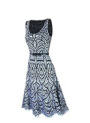 Sleeveless Belted Peplum Fit-and-Flare Leather/Nylon/Rayon/Knit  Dress