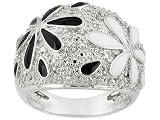 BLACK AND WHITE RESIN AND DIAMOND ACCENT PLATINUM OVER STERLING SILVER DOME RING