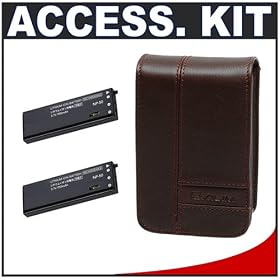 Casio Exilim EX-CASE-80 Leather Case (Brown) + (2) Spare NP-50 Battery Packs for Casio... by Casio