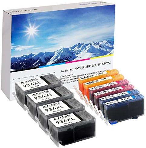 Compatible Replacements for Hewlett Packard HP 934XL &amp; 935XL Set of 10 Ink Cartridges 4x C2P23AN Black, 2x C2P24AN Cyan, 2x C2P25AN Magenta, &amp; 2x C2P26AN Yellow - Shows Accurate Ink Levels