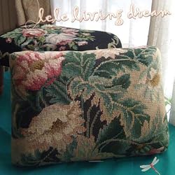 Classic Wild Peony Wool Needlepoint Footstool Ottoman