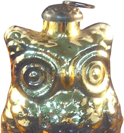 Colored Glass Owl Ornament with Brass Hanger (Gold)