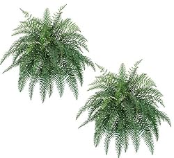 TWO 32" Artificial River Fern Hanging Bushes
