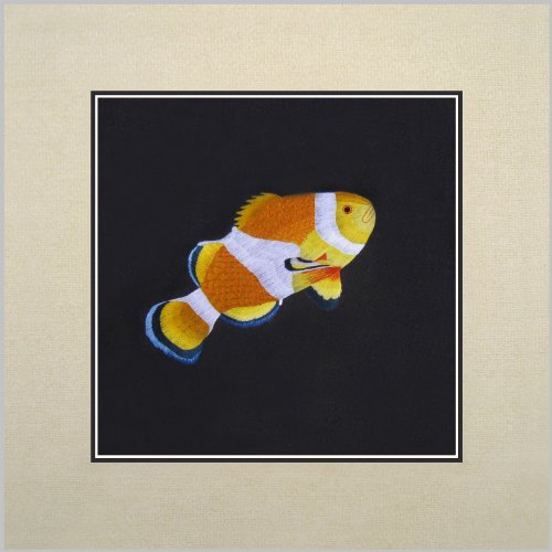 Susho, King Silk Art 100% Handmade Suzhou Silk Embroidery - Clown Fish - White Mat, No Frame 32031W