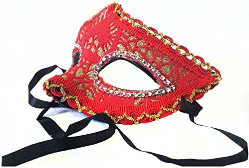 Glitter with Lace Venetian Maquerade Mask for Women (Red)