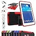 Mama Mouth Shockproof Heavy Duty Combo Hybrid Rugged Dual Layer Grip Cover with Kickstand for Samsung Galaxy Tab 3 Lite/Tab E 7.0 T110 T111 T113 T115 T116(with 4 in 1 Packaged),Red