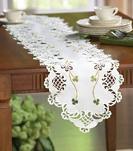 Embroidered Irish Shamrock Table Runner