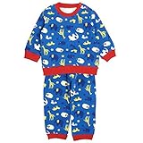ベビー パジャマ 男の子 長袖 裏起毛 腹巻付 ルームウェア 上下セット 赤ちゃん 秋冬 ブルー-BL 80cm
