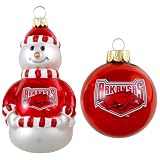 University of Arkansas Razorbacks Snowman and Ball Mini Blown Glass Ornaments