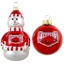 University of Arkansas Razorbacks Snowman and Ball Mini Blown Glass Ornaments