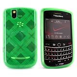 For Blackberry Tour 9630 Crystal Skin Case Green Argyle