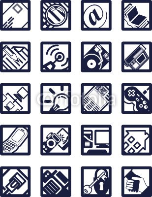 Wallmonkeys Peel and Stick Wall Decals - Square Internet Computing Icons - 48