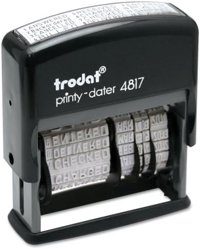 Trodat Economy 12-Message Stamp, Dater, Self-Inking, 2 x 3/8, Black