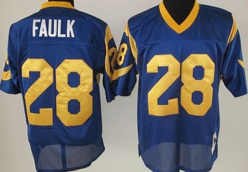 Classic Marshall Faulk #28 St. Louis Rams Unsigned Custom Blue Football Throwback Jersey for men -XXXL