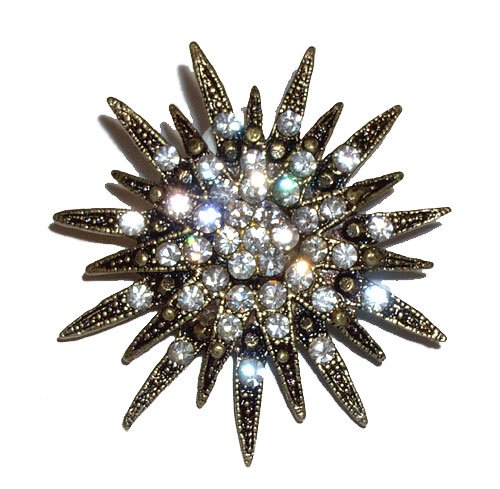 Brooches - Fancy Star Flower Design Rhinestone Brooch
