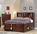 Queen Size Bookcase Chest Bed in Brown Finish