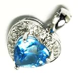 Heart Shaped Blue Topaz & Diamond Pendant
