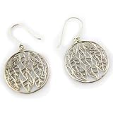 Silver Plated Brass Small Inverted Leaf Solid Hook Earrings