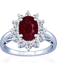 Platinum Cushion Cut Ruby Ring With Sidestones