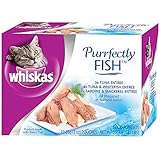 WHISKAS PURRFECTLY Fish Variety Pack Wet Cat Food, Featuring Tuna 3 Ounces (Four 10-Counts)