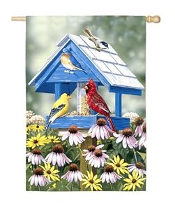 Spring Birdhouse Garden Flag