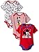 Disney Baby Mickey Mouse 3 Pack Bodysuits, Multi/Red, 3/6 Months
