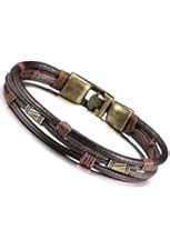 Jstyle Mens Vintage Leather Wrap Wrist Band Brown Rope Bracelet