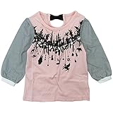 【H28年春物】 SCOLAR(スカラ) 天竺+袖布帛ストライプ長袖Tシャツ 110cm/ピンク NO.CH-16SP-SC02